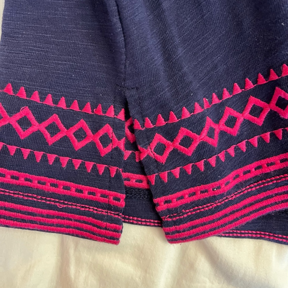 Stitch Fix Navy Cotton Sleeveless Tunic Top with Pink Embroidery Women’s Large - Picture 5 of 10